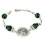 Серебряный браслет на цепи с круглой подвеской и зелеными шариками Виринея 10070322А05